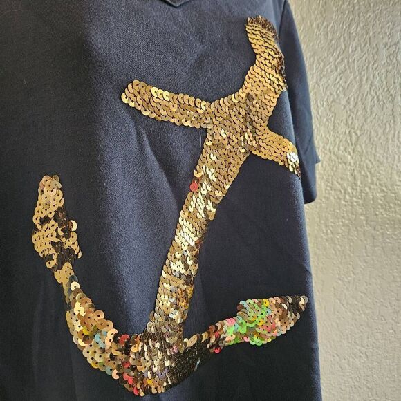 NWT Quacker Factory Sequined Anchor T-shirt - Picture 2 of 8